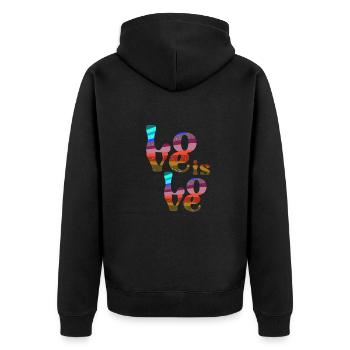 love is love ,colorful,LGBT,rainbow, font,retro - Unisex Premium Organic Zip Hoodie - black - Back - Nico (187cm)