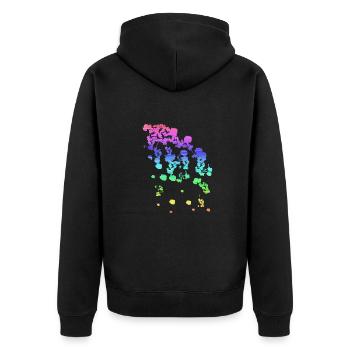 blüten,kirschblüte,regenbogen,bunt,LGBT - Unisex Premium Bio Zip Hoodie - Schwarz - Hinten - Nico (187cm)