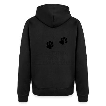 Zwei Pfoten: Die tut nix, die will nur spielen! - Unisex Premium Bio Zip Hoodie - Schwarz - Hinten - Nico (187cm)