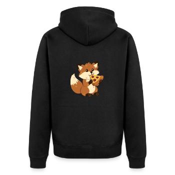 Fuchs mit Pizza - Unisex Premium Bio Zip Hoodie - Schwarz - Hinten - Nico (187cm)