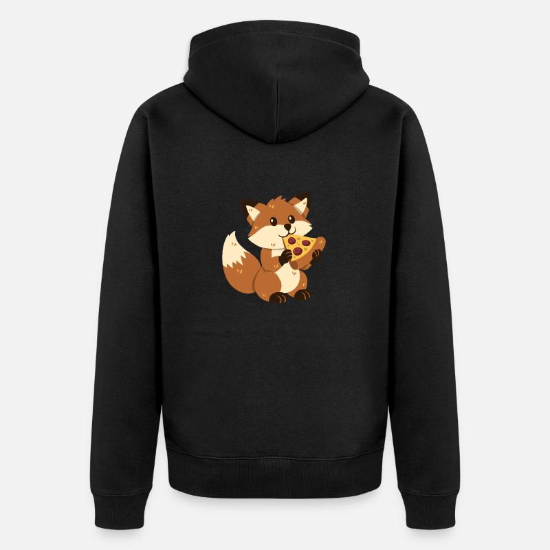 Fuchs mit Pizza - Unisex Premium Bio Zip Hoodie - Schwarz