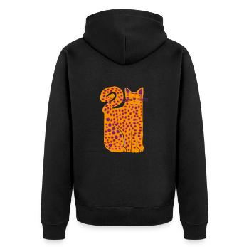 Big cat - Unisex Premium Bio Zip Hoodie - Schwarz - Hinten - Nico (187cm)