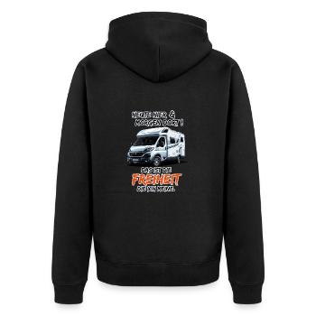Here today & there tomorrow, that's freedom... - Unisex Premium Organic Zip Hoodie - black - Back - Nico (187cm)
