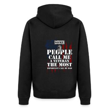 Some People Call Me A Veteran Th... - Unisex Premium Organic Zip Hoodie - black - Back - Nico (187cm)