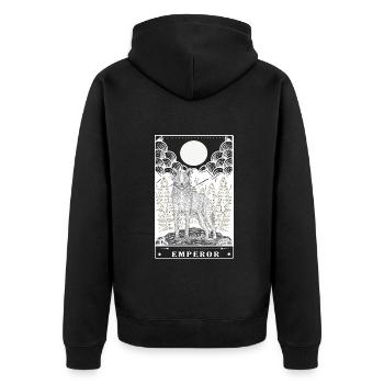 Gothic - The Emperor Card Design - Unisex Premium Organic Zip Hoodie - black - Back - Nico (187cm)