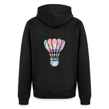 Badminton Player Design Girls Badminton - Unisex Premium Organic Zip Hoodie - black - Back - Nico (187cm)