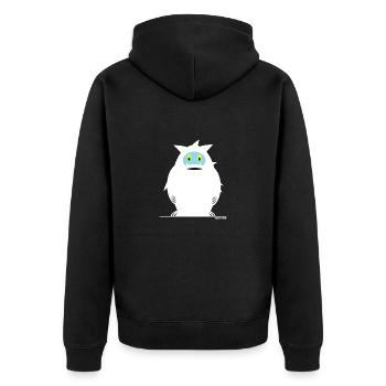 Mister Yeti - Charakter - Unisex Premium Bio Zip Hoodie - Schwarz - Hinten - Nico (187cm)