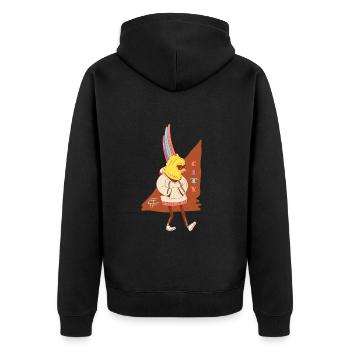 Küken in die stadt - Unisex Premium Bio Zip Hoodie - Schwarz - Hinten - Nico (187cm)