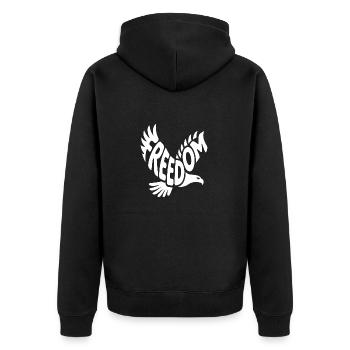 Freiheit - Cooles Weißkopfseeadler-Logo - Unisex Premium Bio Zip Hoodie - Schwarz - Hinten - Nico (187cm)