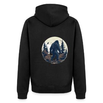 Sasquatch Mythos Geschenk Vintage Natur Bigfoot - Unisex Premium Bio Zip Hoodie - Schwarz - Hinten - Nico (187cm)