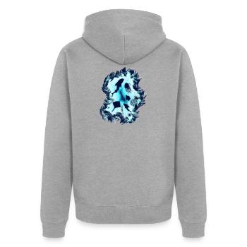 Unter Wasser im Meer mit Meeresleben für Taucher - Unisex Premium Bio Zip Hoodie - Grau meliert - Hinten - Nico (187cm)