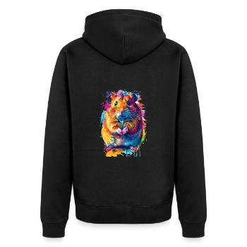 Niedlicher Hamster Regenbogenfarben - Unisex Premium Bio Zip Hoodie - Schwarz - Hinten - Nico (187cm)