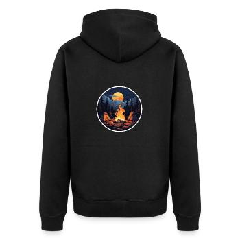 Camping - Unisex Premium Bio Zip Hoodie - Schwarz - Hinten - Nico (187cm)