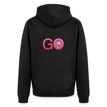 Go Mountain Retro Vintage Hike Hiking - Unisex Premium Organic Zip Hoodie - black - Back - Nico (187cm)