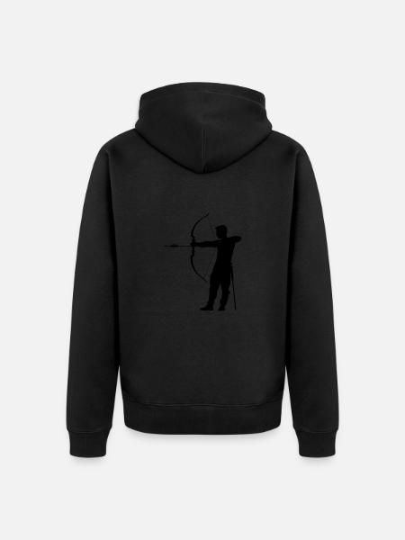 Archery Man Silhouette - Unisex Premium Organic Zip Hoodie - black