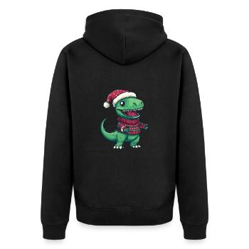 Dinosaur T-Rex Christmas Comic - Unisex Premium Organic Zip Hoodie - black - Back - Nico (187cm)