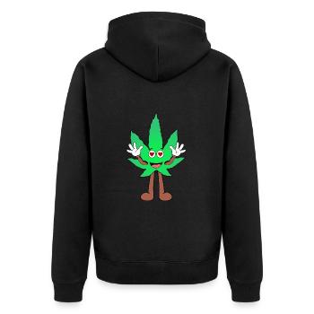 Der Bloom - Weed Cannabis Stoned Hanf Marihuana - Unisex Premium Bio Zip Hoodie - Schwarz - Hinten - Nico (187cm)