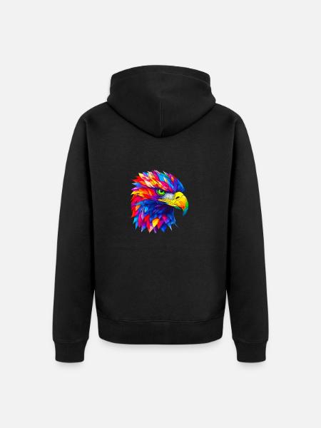 Regard d’aigle, indomptable - Veste à capuche bio Premium Unisexe - noir