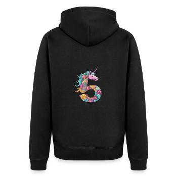 Einhorn 5. Geburtstag - Unisex Premium Bio Zip Hoodie - Schwarz - Hinten - Nico (187cm)