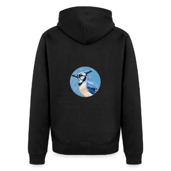 Blue jay bird - Unisex Premium Organic Zip Hoodie - black - Back - Nico (187cm)