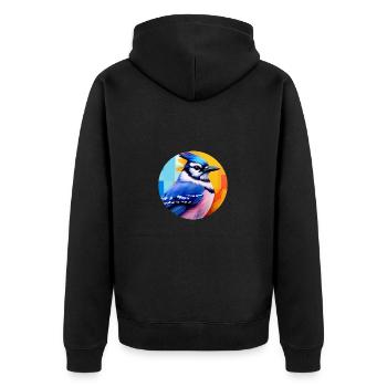 Blue jay bird - Unisex Premium Organic Zip Hoodie - black - Back - Nico (187cm)