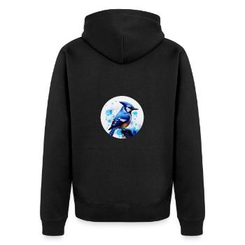 Blue jay bird - Unisex Premium Organic Zip Hoodie - black - Back - Nico (187cm)