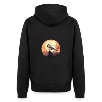 Meise - Unisex Premium Bio Zip Hoodie - Schwarz - Hinten - Nico (187cm)