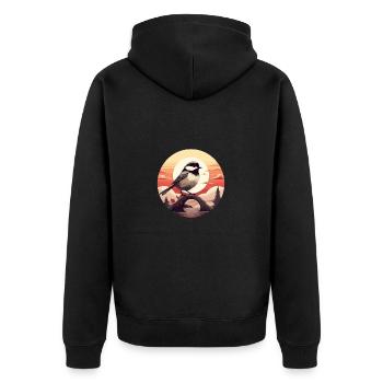 Meise - Unisex Premium Bio Zip Hoodie - Schwarz - Hinten - Nico (187cm)