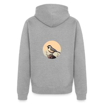 Meise - Unisex Premium Bio Zip Hoodie - Grau meliert - Hinten - Nico (187cm)