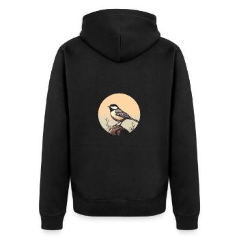 Meise - Unisex Premium Bio Zip Hoodie - Schwarz - Hinten - Nico (187cm)