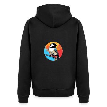 Meise - Unisex Premium Bio Zip Hoodie - Schwarz - Hinten - Nico (187cm)