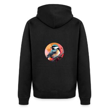 Meise - Unisex Premium Bio Zip Hoodie - Schwarz - Hinten - Nico (187cm)