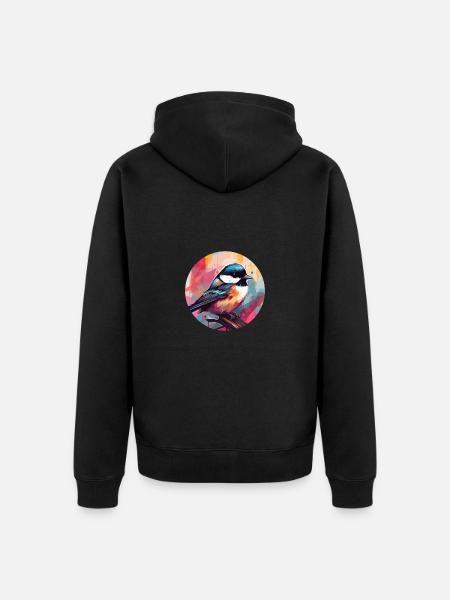 Chickadee bird - Unisex Premium Organic Zip Hoodie - black
