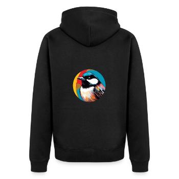 Meise - Unisex Premium Bio Zip Hoodie - Schwarz - Hinten - Nico (187cm)