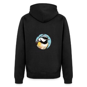 Meise - Unisex Premium Bio Zip Hoodie - Schwarz - Hinten - Nico (187cm)