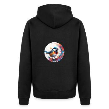 Meise - Unisex Premium Bio Zip Hoodie - Schwarz - Hinten - Nico (187cm)