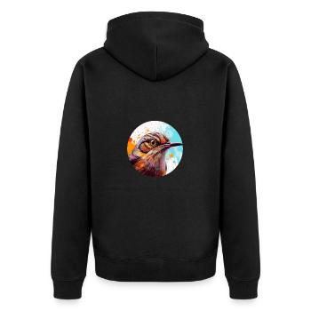 Wren bird - Unisex Premium Organic Zip Hoodie - black - Back - Nico (187cm)
