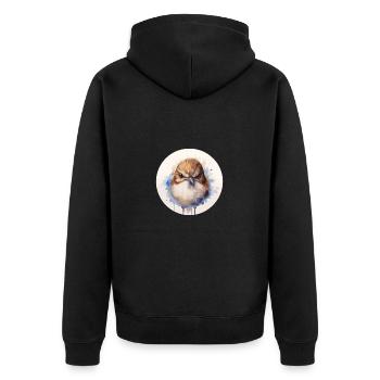 Wren bird - Unisex Premium Organic Zip Hoodie - black - Back - Nico (187cm)