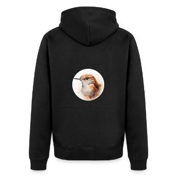 Wren bird - Unisex Premium Organic Zip Hoodie - black - Back - Nico (187cm)