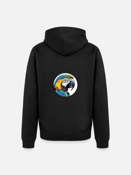 Blue and gold macaw - Unisex Premium Organic Zip Hoodie - black