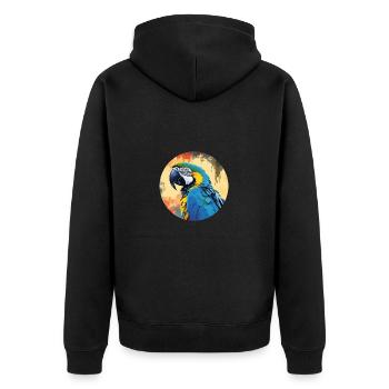 Blue and gold macaw - Unisex Premium Organic Zip Hoodie - black - Back - Nico (187cm)