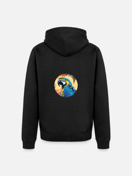 Blue and gold macaw - Unisex Premium Organic Zip Hoodie - black