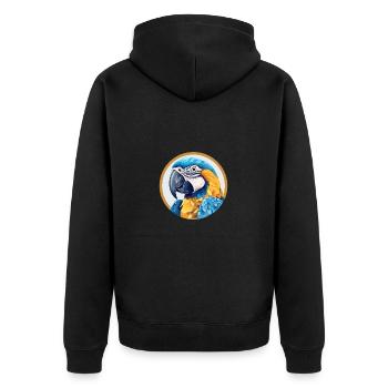 Blue and gold macaw - Unisex Premium Organic Zip Hoodie - black - Back - Nico (187cm)