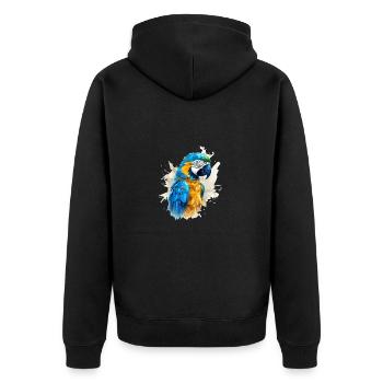 Blue and gold macaw - Unisex Premium Organic Zip Hoodie - black - Back - Nico (187cm)