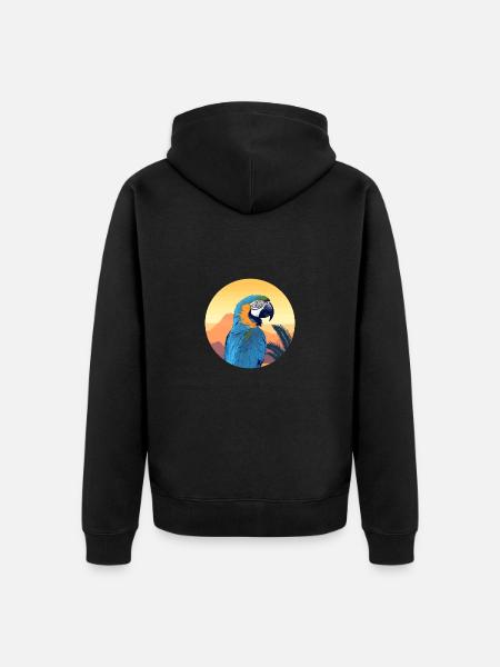 Blue and gold macaw - Unisex Premium Organic Zip Hoodie - black
