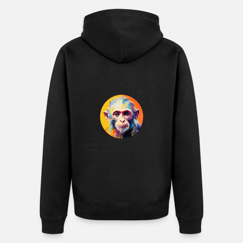 Kapuzineräffchen - Unisex Premium Bio Zip Hoodie - Schwarz