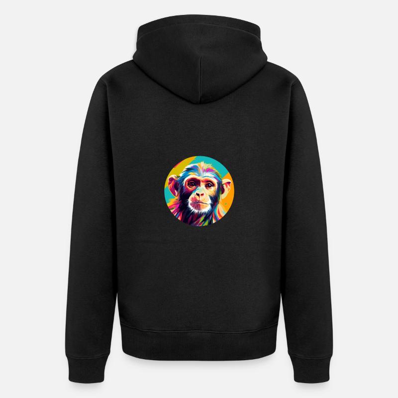 Kapuzineräffchen - Unisex Premium Bio Zip Hoodie - Schwarz