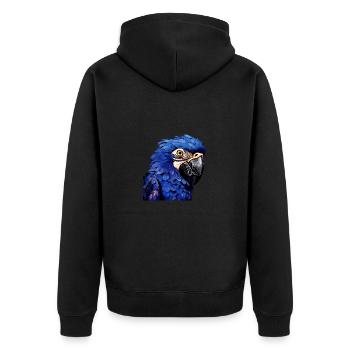 Hyacinth Macaw - Unisex Premium Organic Zip Hoodie - black - Back - Nico (187cm)