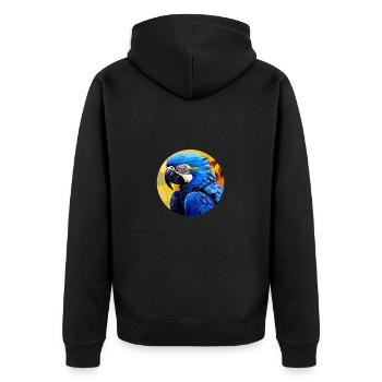 Hyacinth Macaw - Unisex Premium Organic Zip Hoodie - black - Back - Nico (187cm)