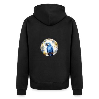 Hyacinth Macaw - Unisex Premium Organic Zip Hoodie - black - Back - Nico (187cm)